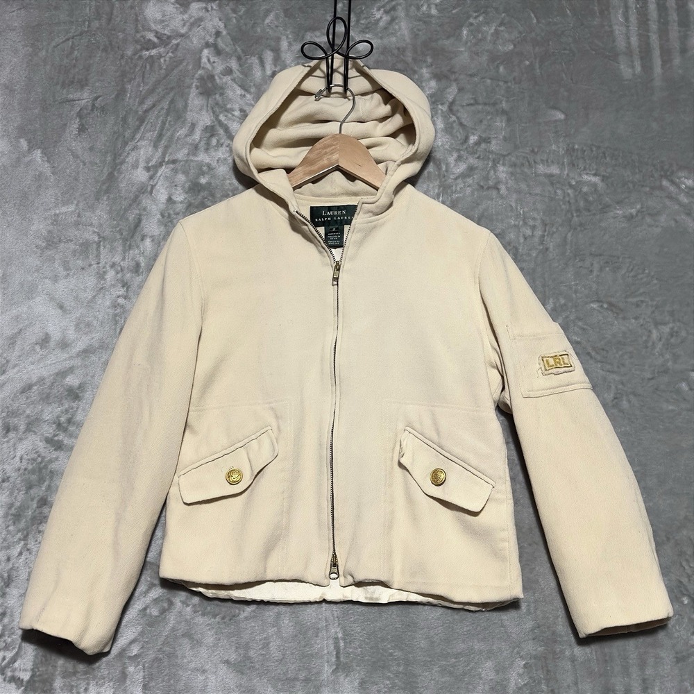 Vintage Lauren Ralph Lauren Military Jacket Sailor Utility Small Cream Preppy